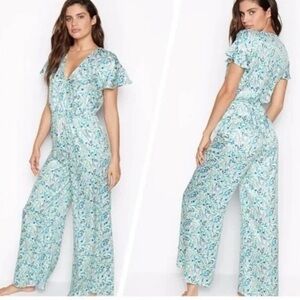 Victoria's Secret Satin Ruffle Wildflower Jumpsuit M